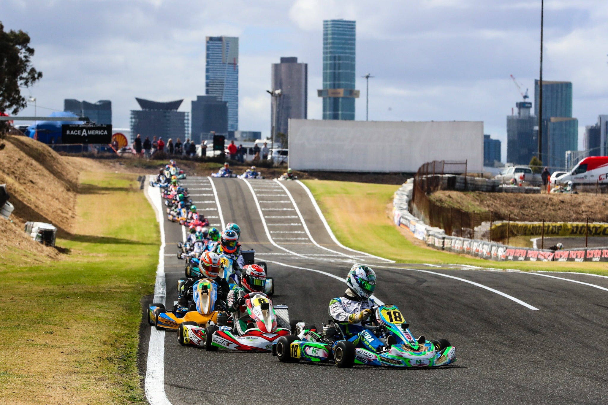 Have A Go Racing Defending in a go kart race